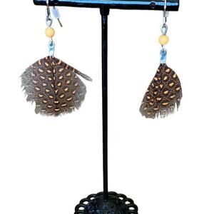 Claire's Feather Dangle Earrings Orange Black